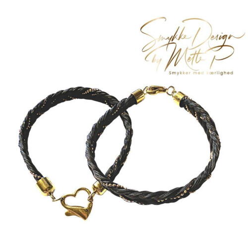 Bracelet braided with ball thread including heart lock - FG silver
