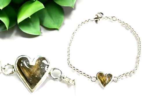 armbånd med hjerte vedhæng der kan indeholde aske eller pels