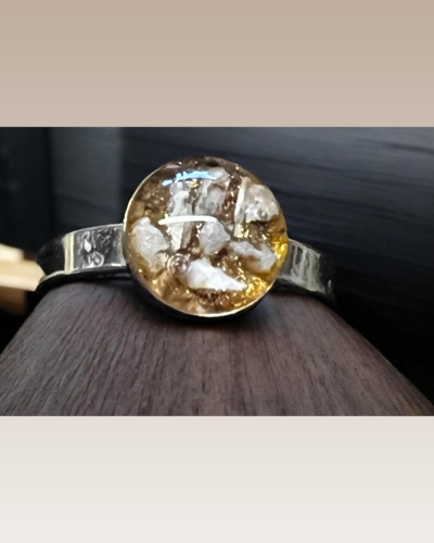 Forglem mig ej Ring med aske i Forgyldt sølv