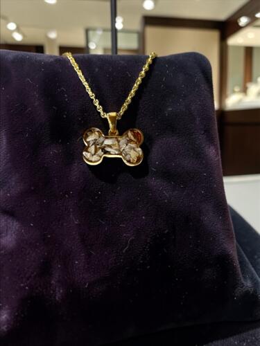 Forglem mig ej “hundeben” halskæde forgyldt sølv