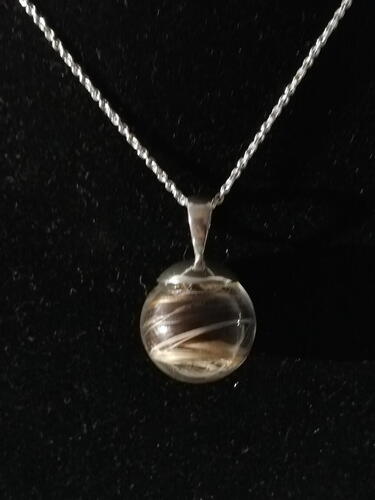 Make your own necklace with ashes or hair from your pet - gold-plated silver - pendant round ball