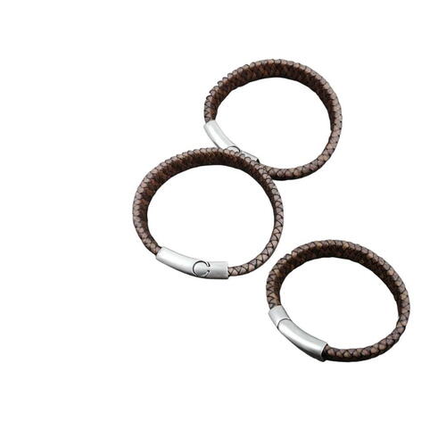 Braided men&#39;s bracelet - brown leather