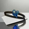Double leather bracelet with handmade forget me not heart