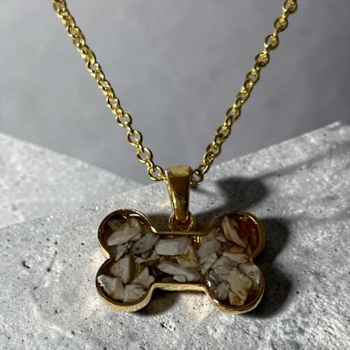 Forglem mig ej “hundeben” halskæde forgyldt sølv